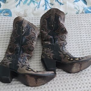 Corral Black and Brown Embroidered Western Heeled Boots